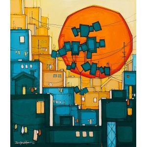 Salman Farooqi, 30 x 36 Inch, Acrylic on Canvas, Cityscape Painting, AC-SF-432
